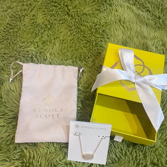 NWT Kendra Scott Elisa Gold Pendant Necklace in Iridescent Drusy - Picture 7 of 12